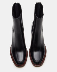 DOWNTOWN Black Leather Chelsea Block Heel Ankle Boot | Women's Booties | Steve Madden for Sale