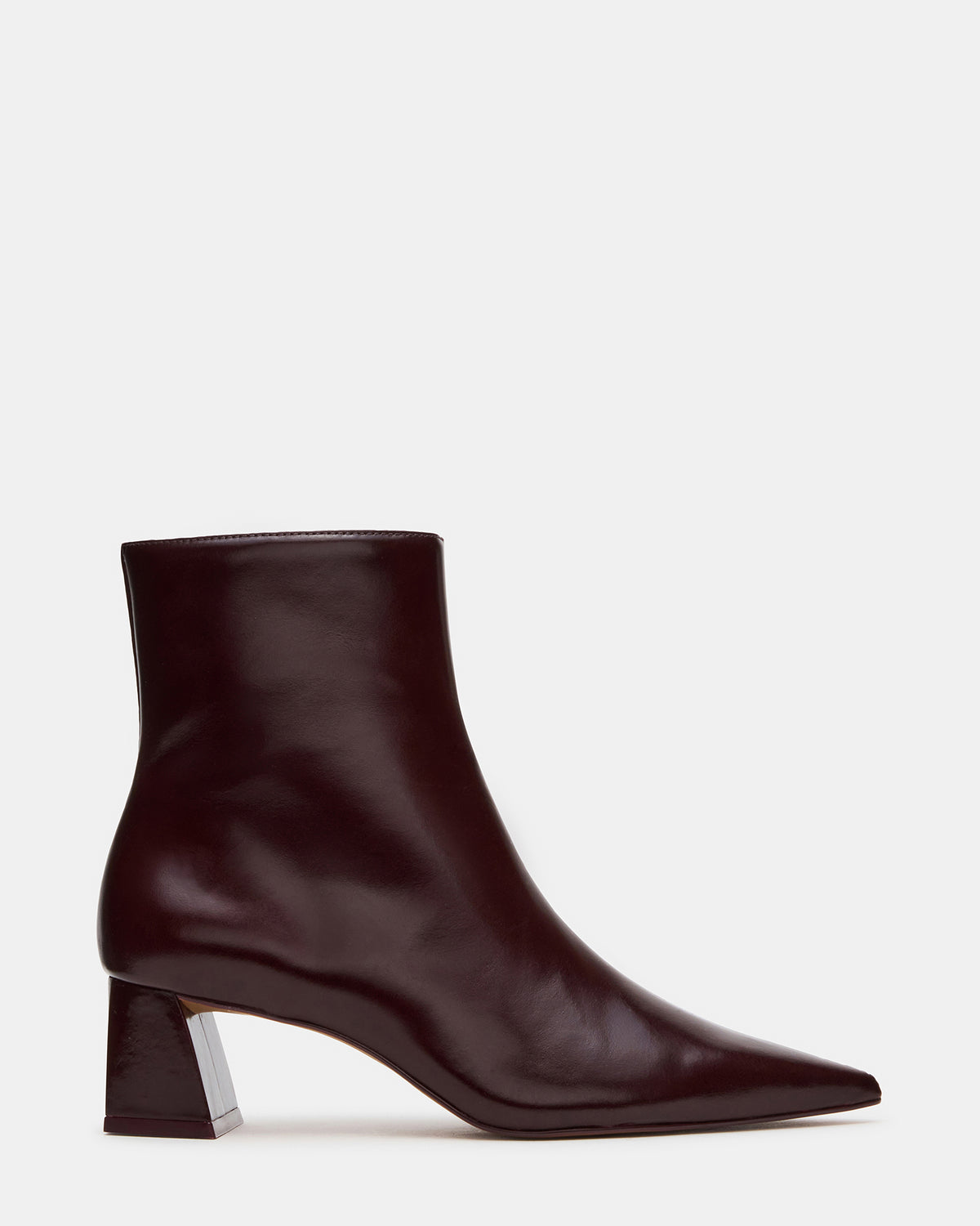 ASHLI Wine Leather Pointed-Toe Block Heel Women's Ankle Boot | Steve Madden on Sale