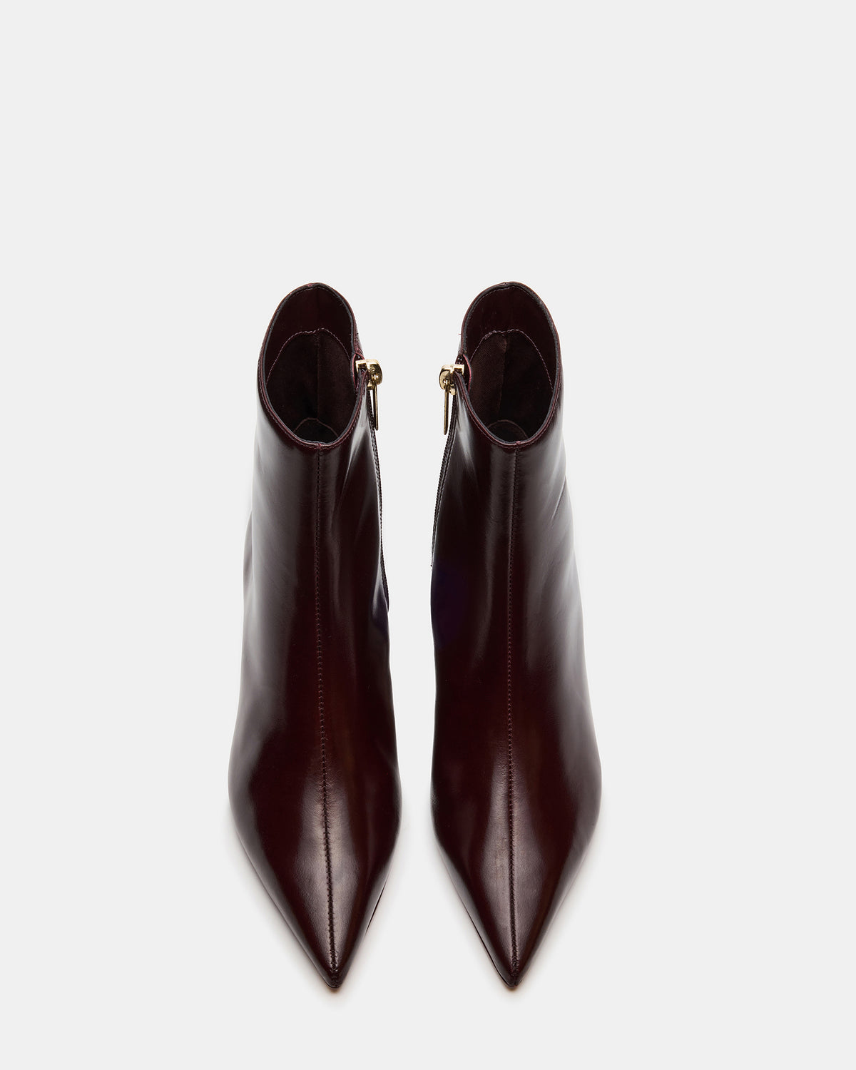 ASHLI Wine Leather Pointed-Toe Block Heel Women's Ankle Boot | Steve Madden on Sale