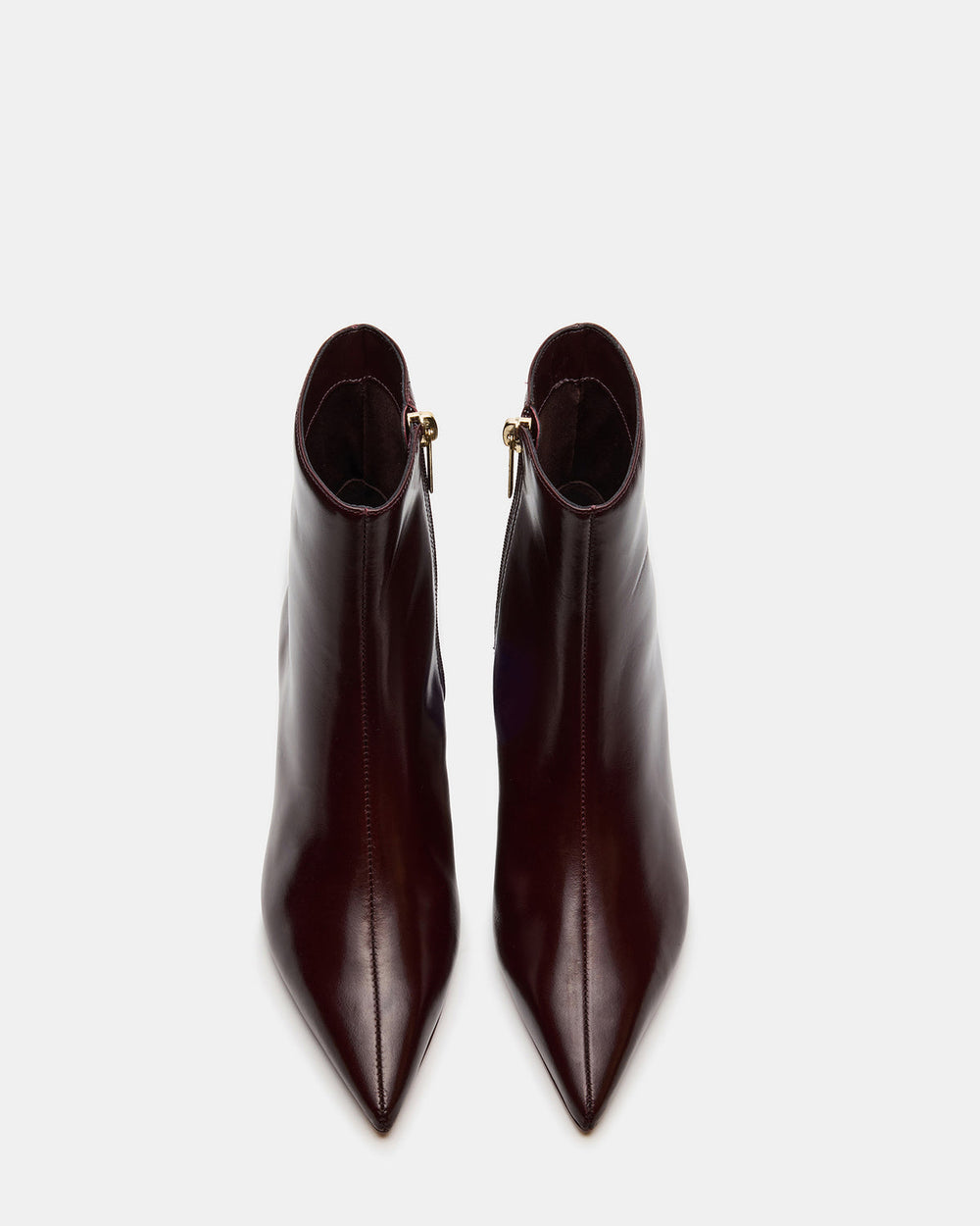 ASHLI Wine Leather Pointed-Toe Block Heel Women's Ankle Boot | Steve Madden on Sale