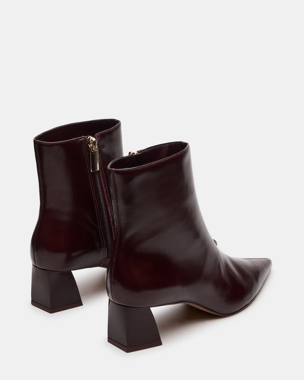 ASHLI Wine Leather Pointed-Toe Block Heel Women's Ankle Boot | Steve Madden on Sale