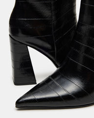AUDREANA Black Eel Pointed-Toe Block Heel Women's Ankle Boot | Steve Madden Sale