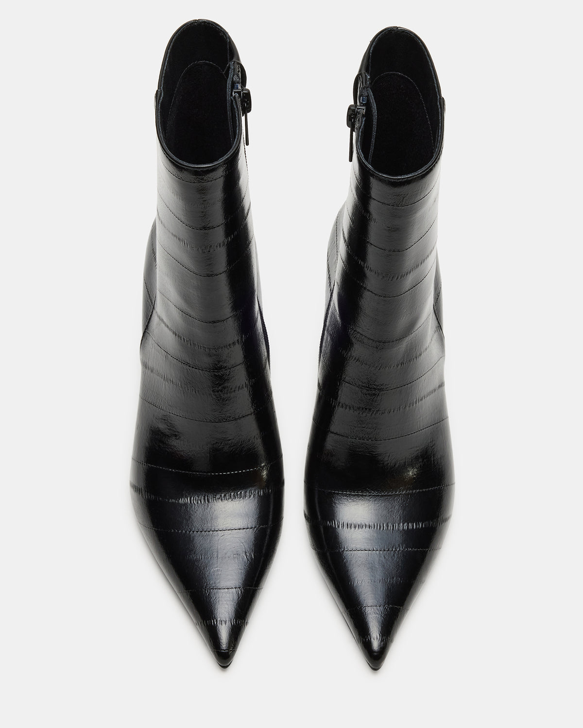 AUDREANA Black Eel Pointed-Toe Block Heel Women's Ankle Boot | Steve Madden Sale