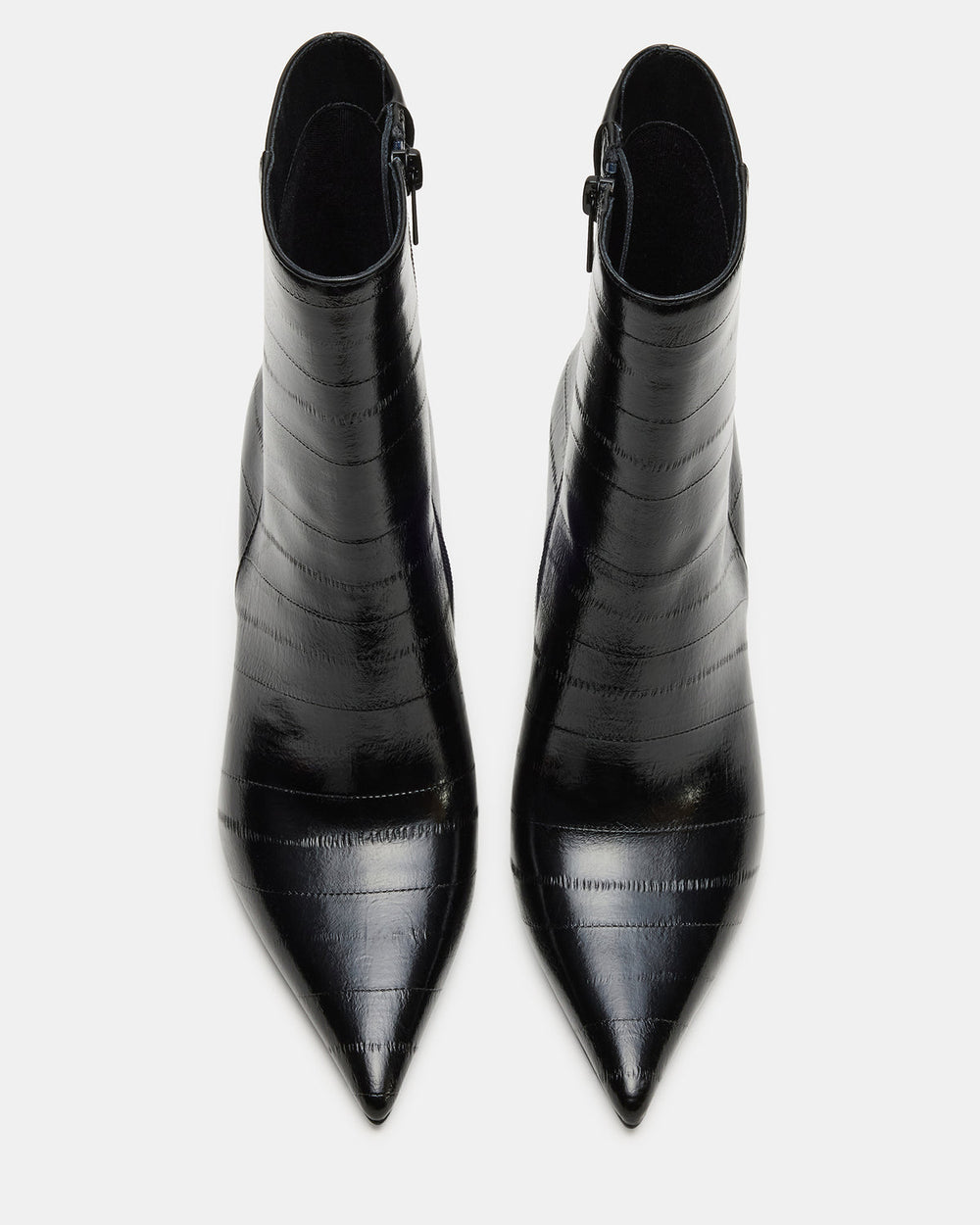 AUDREANA Black Eel Pointed-Toe Block Heel Women's Ankle Boot | Steve Madden Sale
