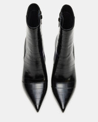 AUDREANA Black Eel Pointed-Toe Block Heel Women's Ankle Boot | Steve Madden Sale