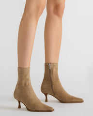 STASIA Taupe Pointed-Toe Kitten Heel Women's Ankle Boot | Steve Madden on Sale