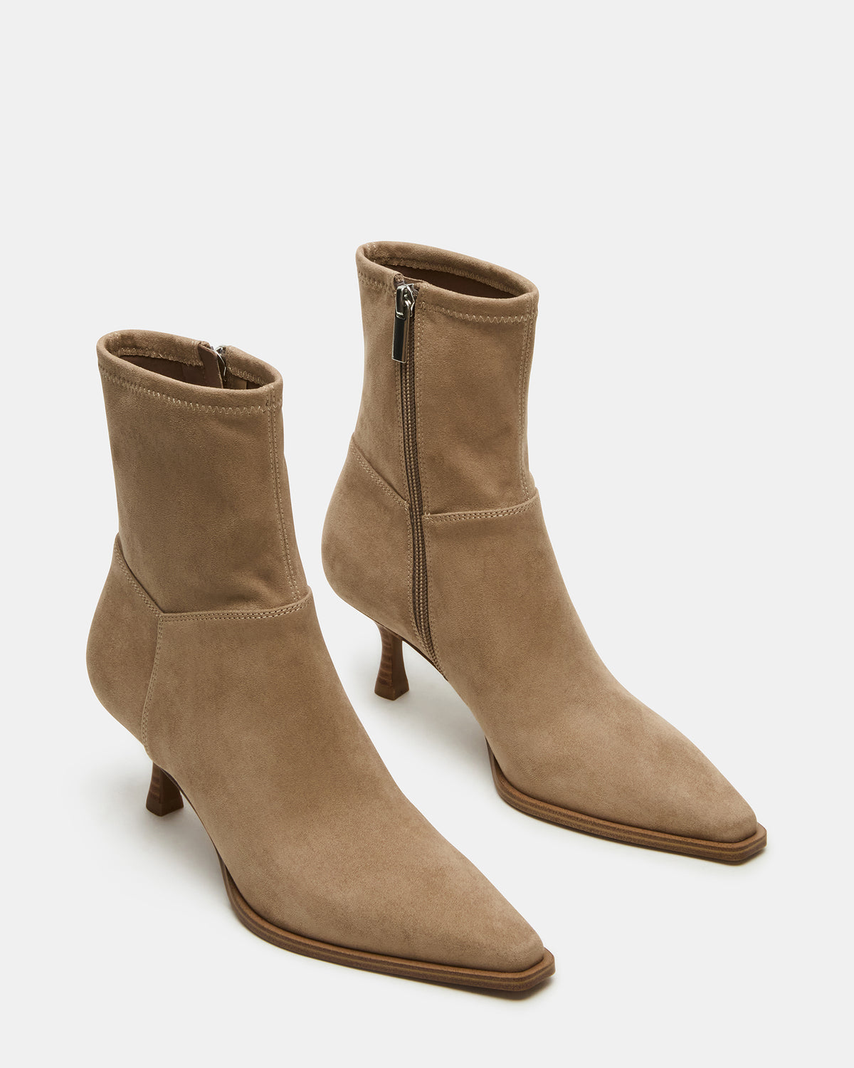 STASIA Taupe Pointed-Toe Kitten Heel Women's Ankle Boot | Steve Madden on Sale