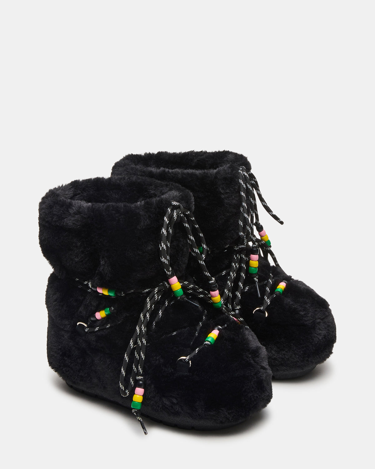 MIRO Black Faux Fur Chunky Lace-Up Women's Bootie | Steve Madden discount