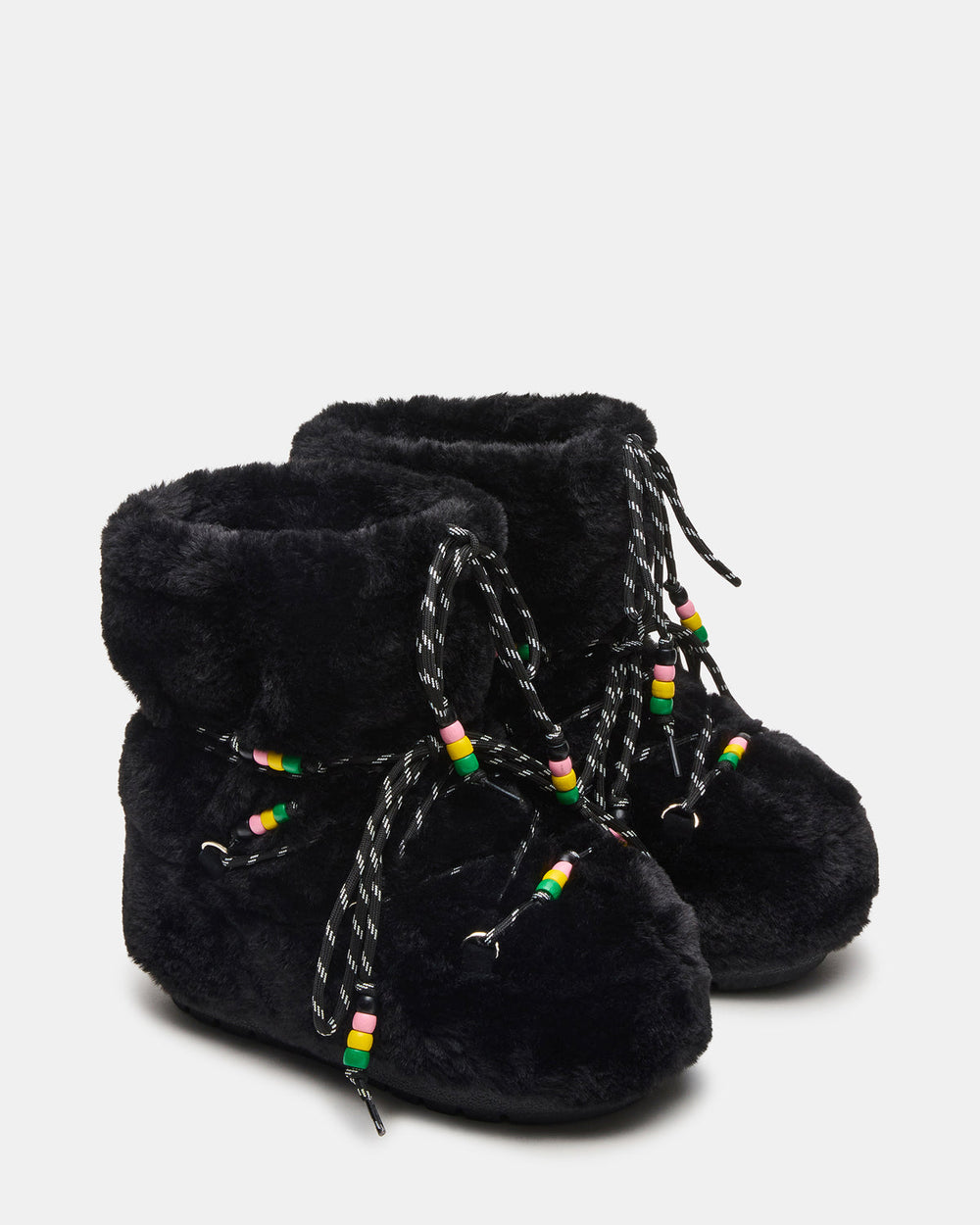 MIRO Black Faux Fur Chunky Lace-Up Women's Bootie | Steve Madden discount