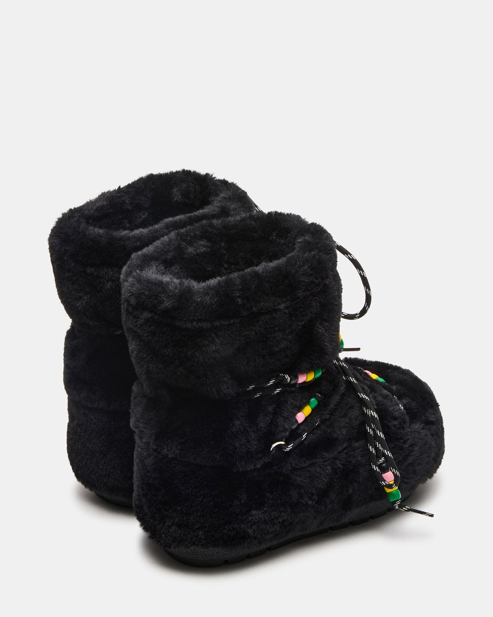 MIRO Black Faux Fur Chunky Lace-Up Women's Bootie | Steve Madden discount