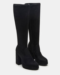 TWAIN Black Wide Calf Knee-High Block Heel Women's Boot | Steve Madden Sale