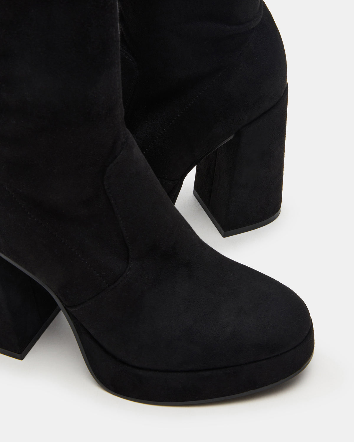 TWAIN Black Wide Calf Knee-High Block Heel Women's Boot | Steve Madden Sale