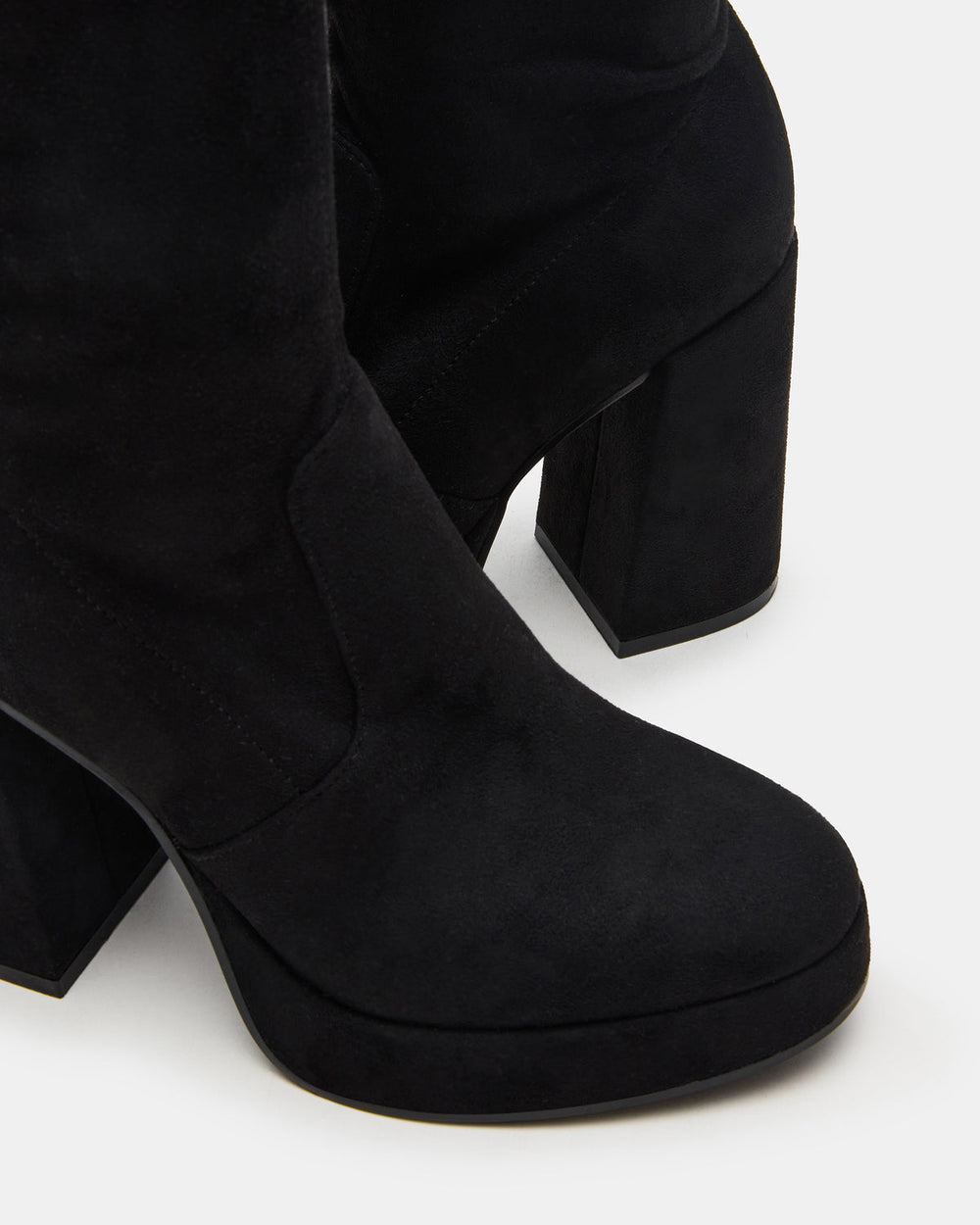 TWAIN Black Wide Calf Knee-High Block Heel Women's Boot | Steve Madden Sale