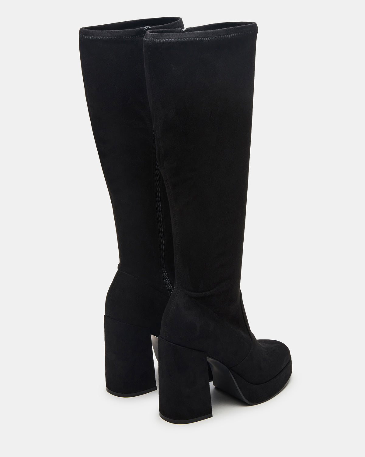 TWAIN Black Wide Calf Knee-High Block Heel Women's Boot | Steve Madden Sale