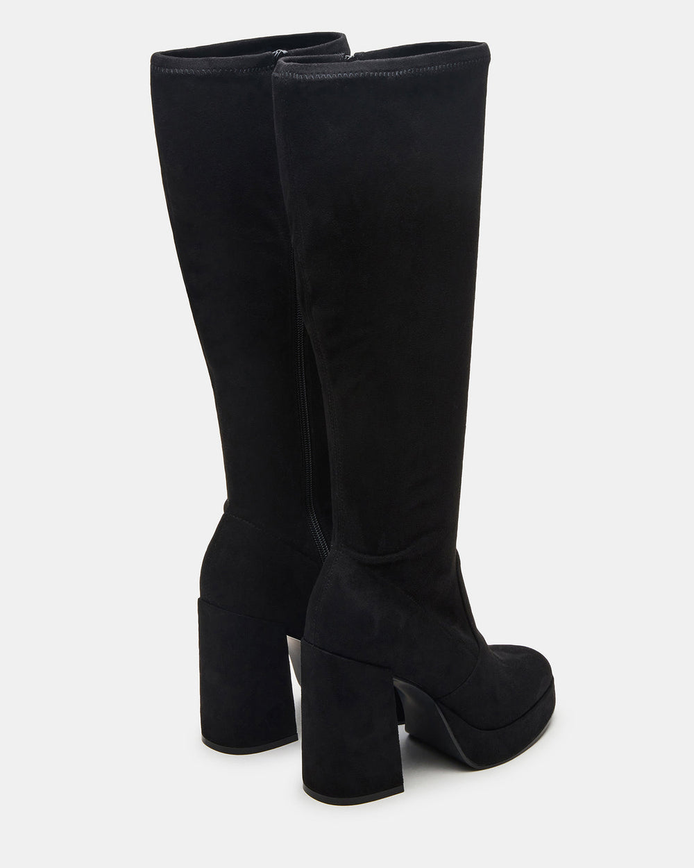 TWAIN Black Wide Calf Knee-High Block Heel Women's Boot | Steve Madden Sale