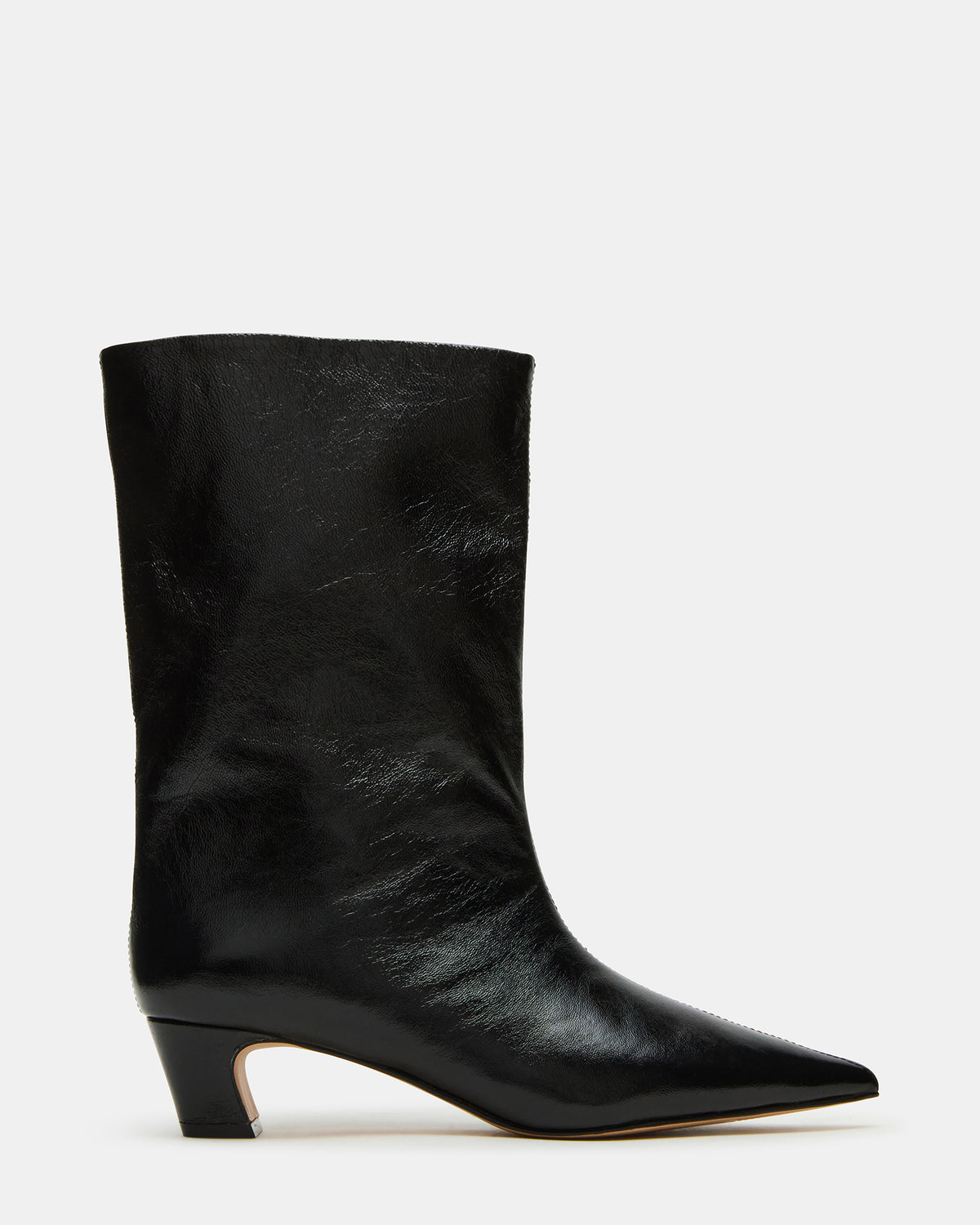 LYTTON Black Patent Pointed-Toe Kitten Heel Women's Ankle Boot | Steve Madden online