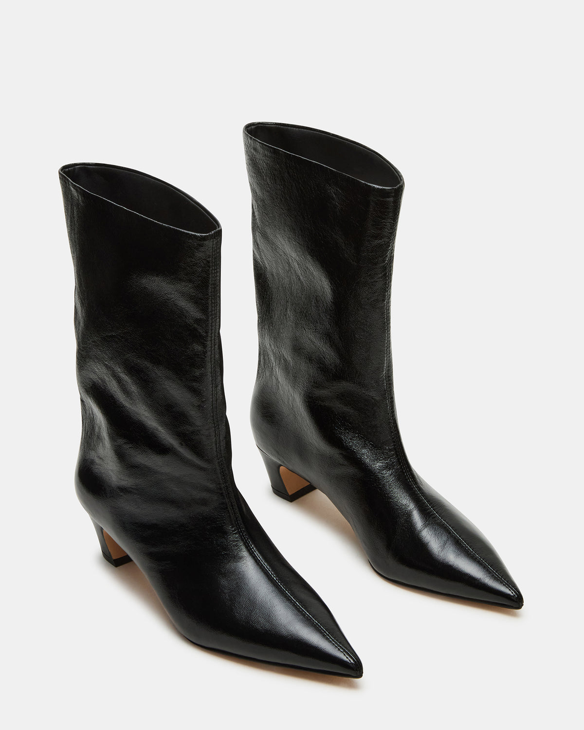 LYTTON Black Patent Pointed-Toe Kitten Heel Women's Ankle Boot | Steve Madden online