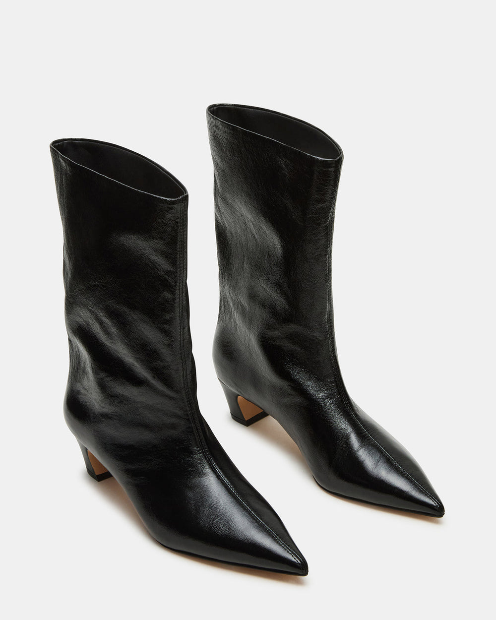 LYTTON Black Patent Pointed-Toe Kitten Heel Women's Ankle Boot | Steve Madden online