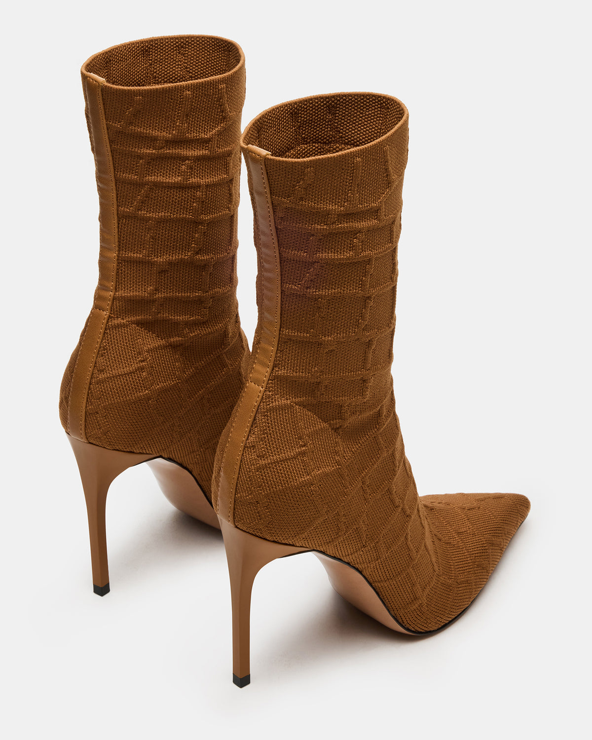 MIDNITE Tan Crocodile Pointed-Toe Stiletto Heel Sock Women's Ankle Boot | Steve Madden US