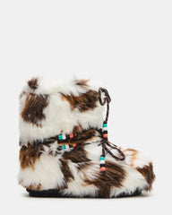 MIRO Brown Multi Faux Fur Chunky Lace-Up Women's Bootie | Steve Madden US
