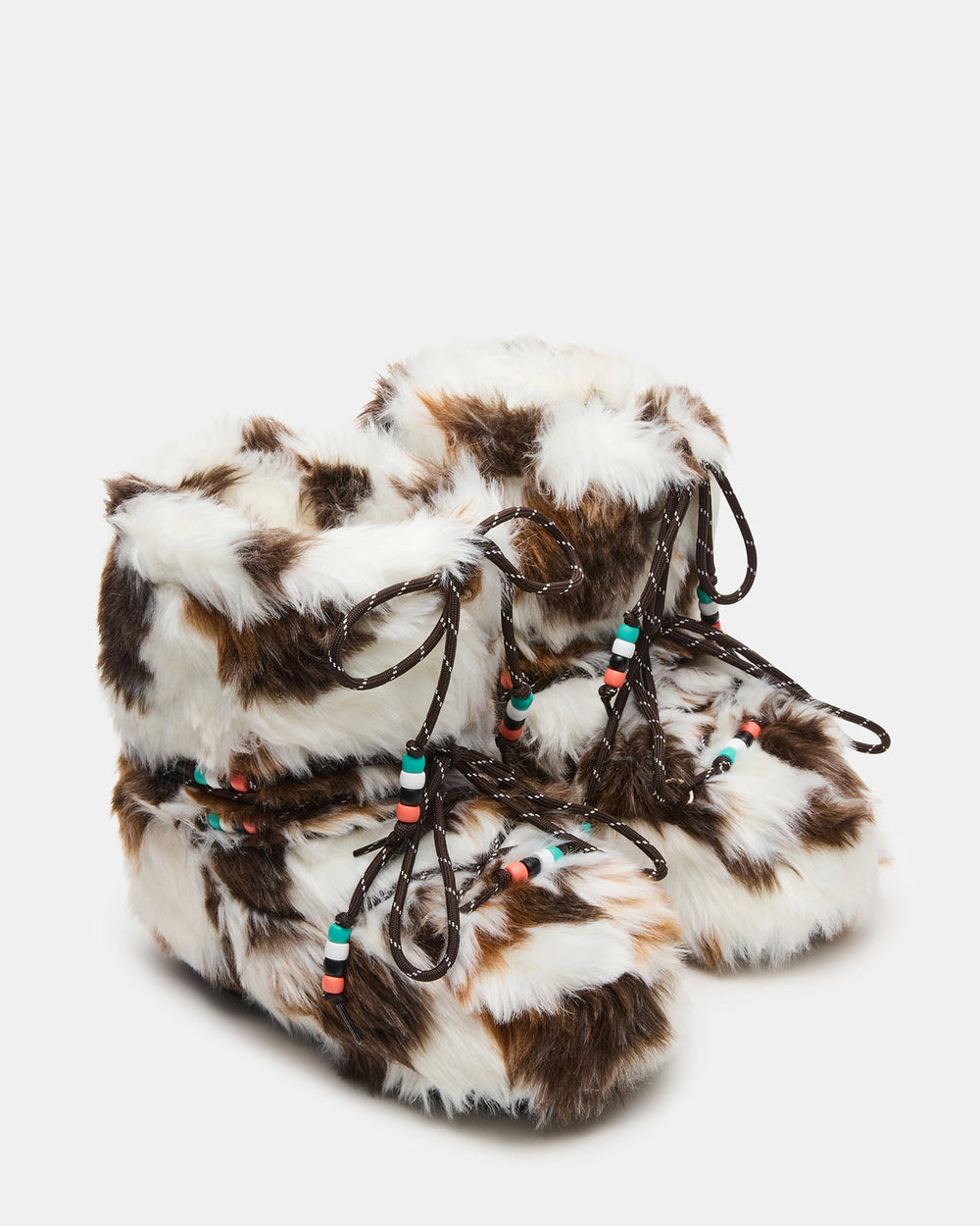 MIRO Brown Multi Faux Fur Chunky Lace-Up Women's Bootie | Steve Madden US