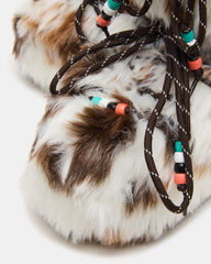 MIRO Brown Multi Faux Fur Chunky Lace-Up Women's Bootie | Steve Madden US