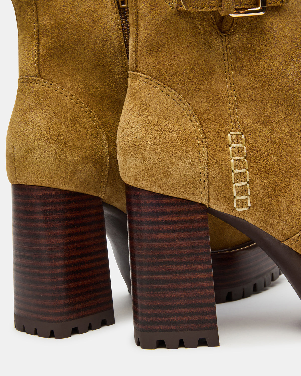 SUMMIT Olive Suede Platform Lug Block Heel Women's Ankle Boot | Steve Madden discount