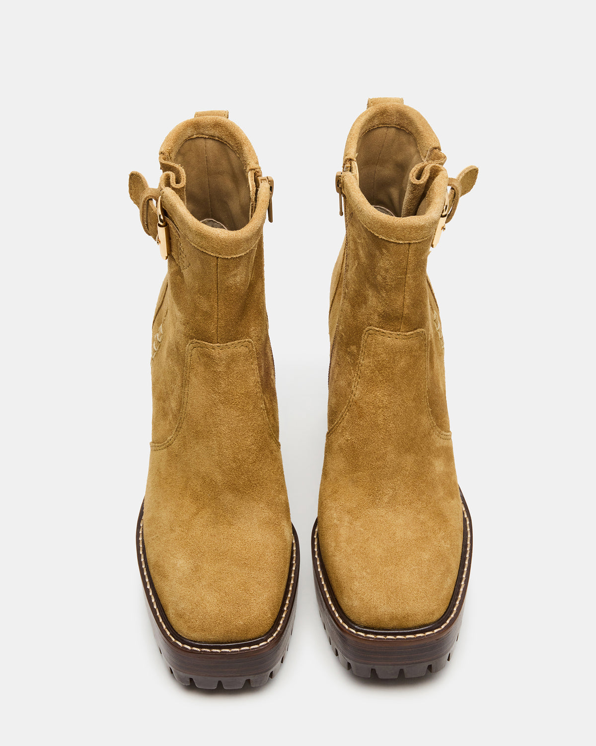SUMMIT Olive Suede Platform Lug Block Heel Women's Ankle Boot | Steve Madden discount