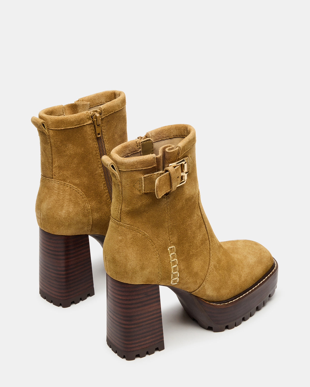 SUMMIT Olive Suede Platform Lug Block Heel Women's Ankle Boot | Steve Madden discount