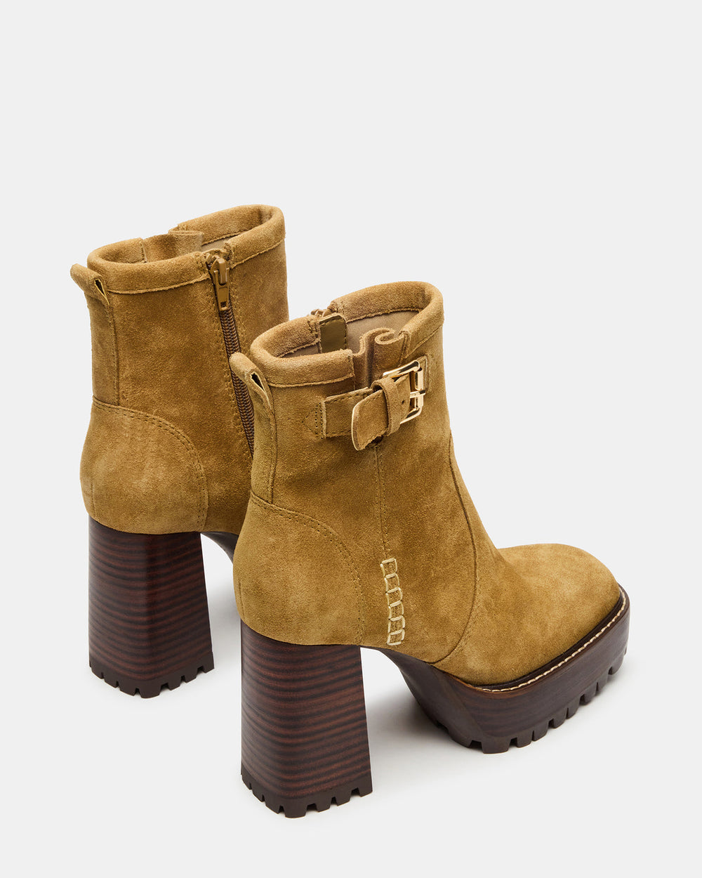 SUMMIT Olive Suede Platform Lug Block Heel Women's Ankle Boot | Steve Madden discount