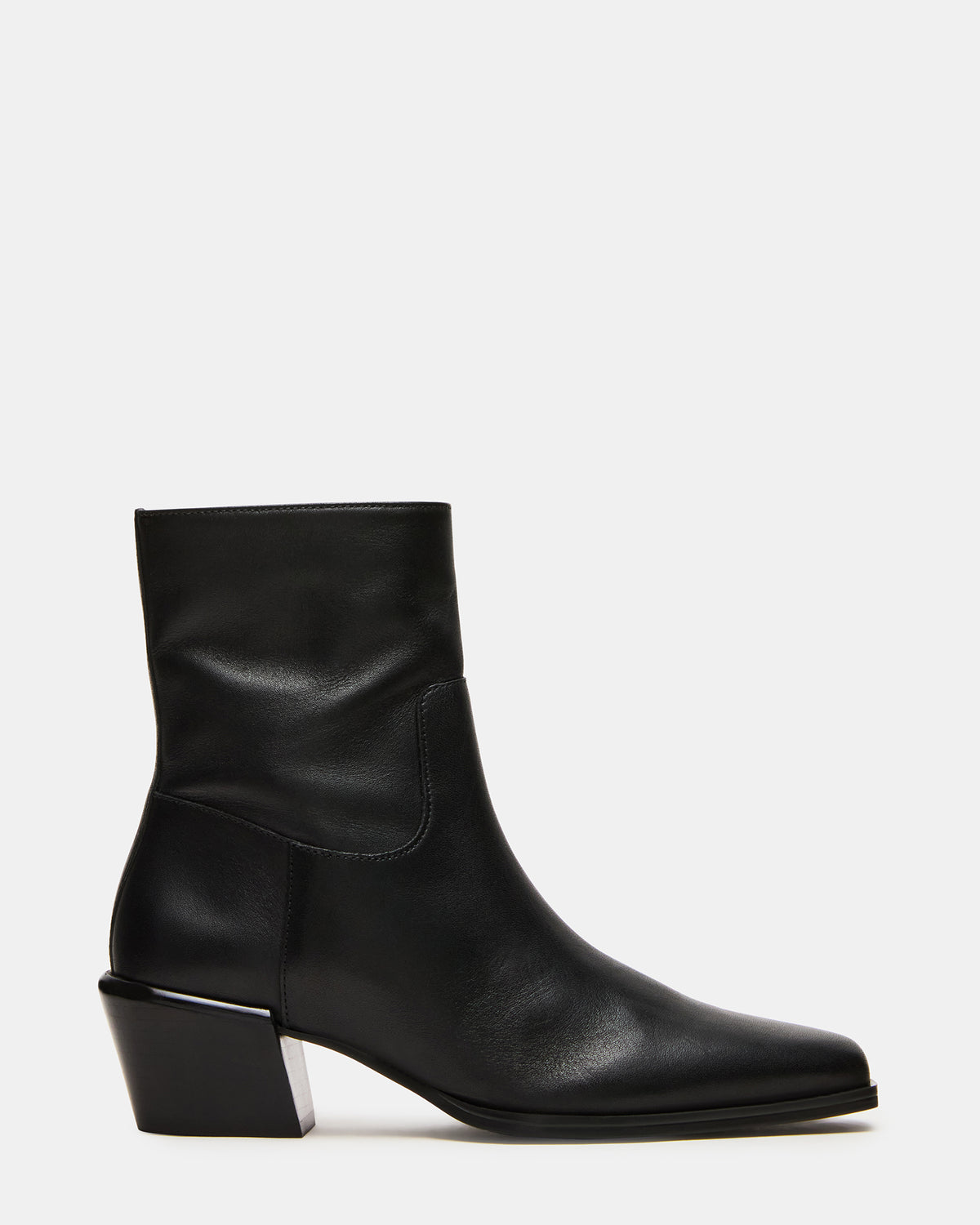 DANEY Black Leather Square-Toe Women's Ankle Boot | Steve Madden on Sale