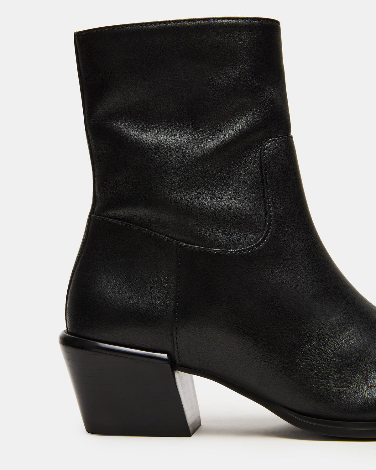 DANEY Black Leather Square-Toe Women's Ankle Boot | Steve Madden on Sale