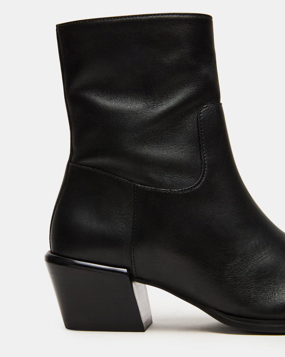 DANEY Black Leather Square-Toe Women's Ankle Boot | Steve Madden on Sale