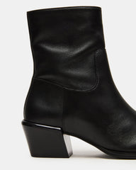 DANEY Black Leather Square-Toe Women's Ankle Boot | Steve Madden on Sale
