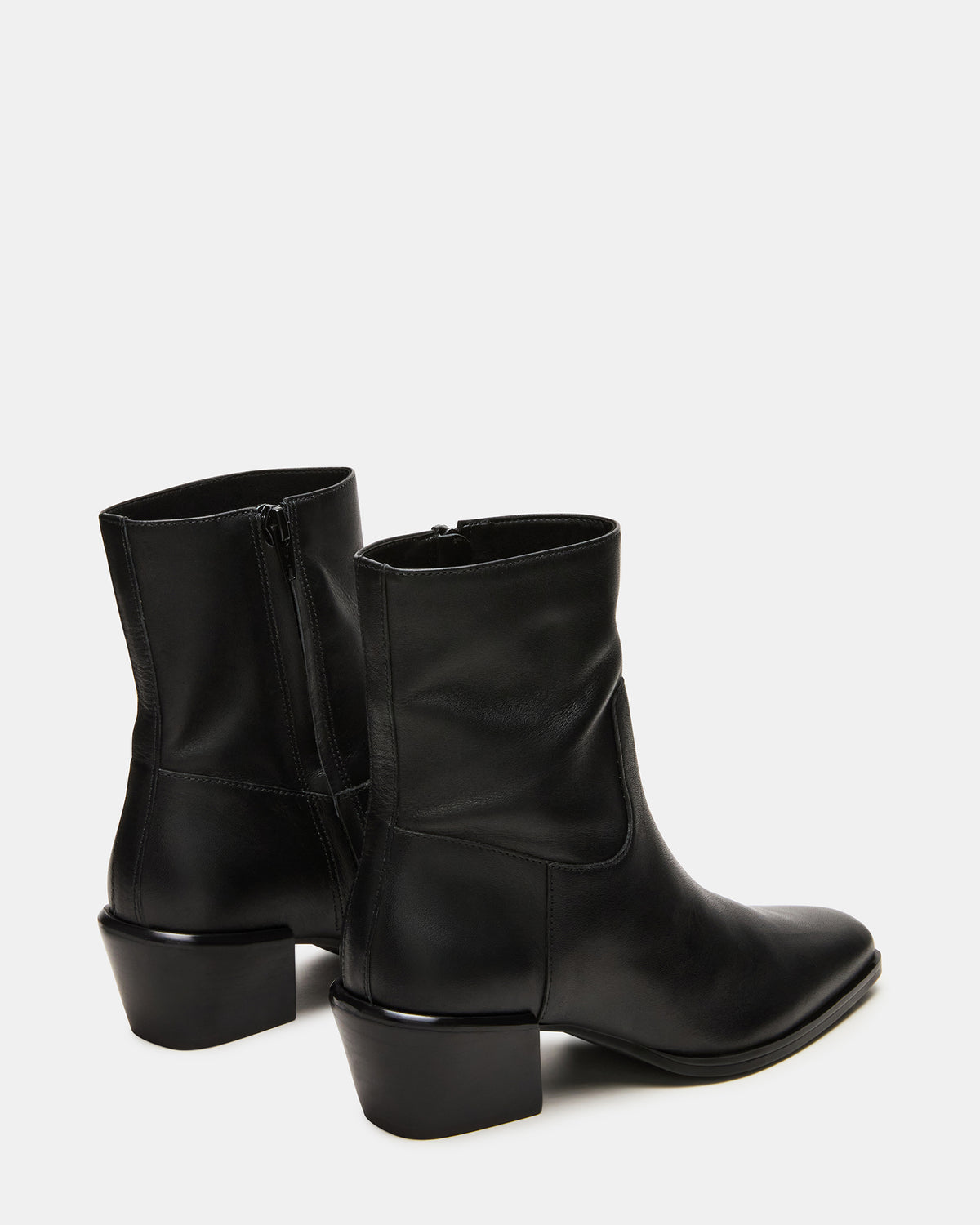 DANEY Black Leather Square-Toe Women's Ankle Boot | Steve Madden on Sale