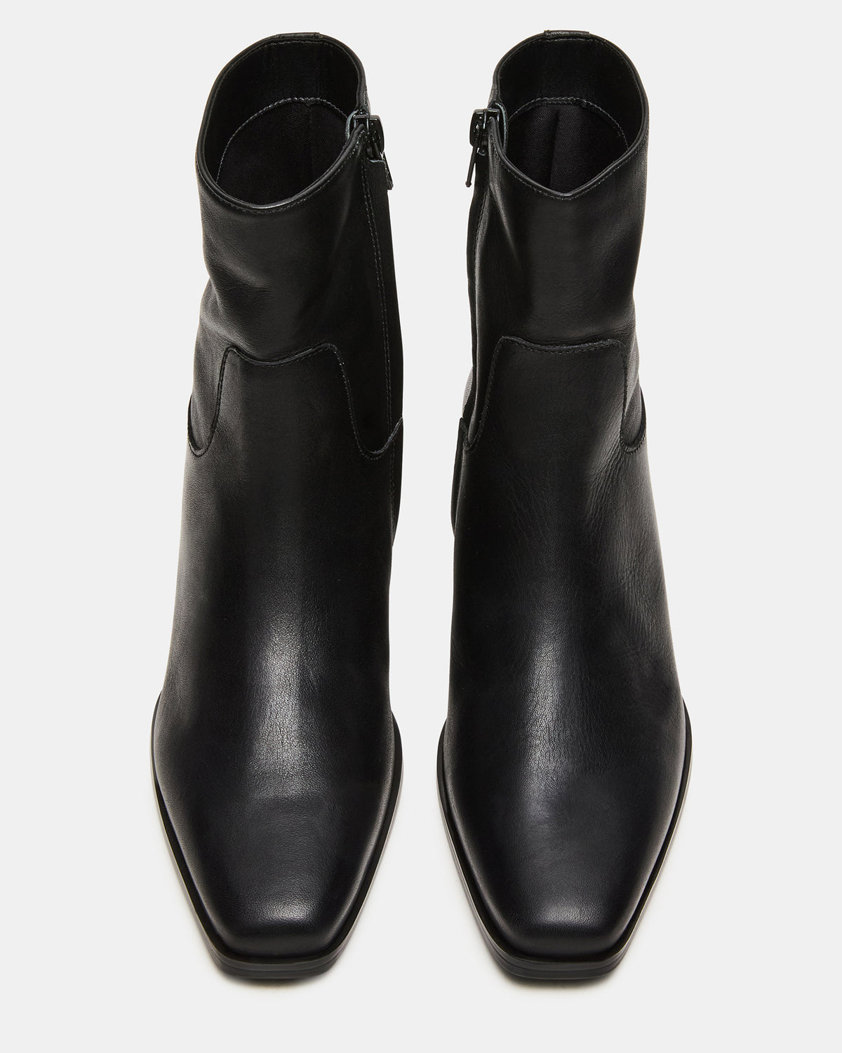 DANEY Black Leather Square-Toe Women's Ankle Boot | Steve Madden on Sale