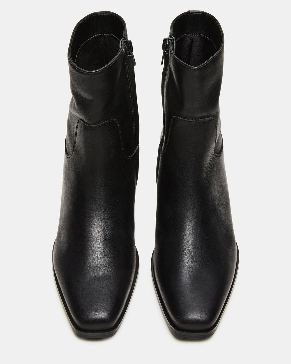 DANEY Black Leather Square-Toe Women's Ankle Boot | Steve Madden on Sale