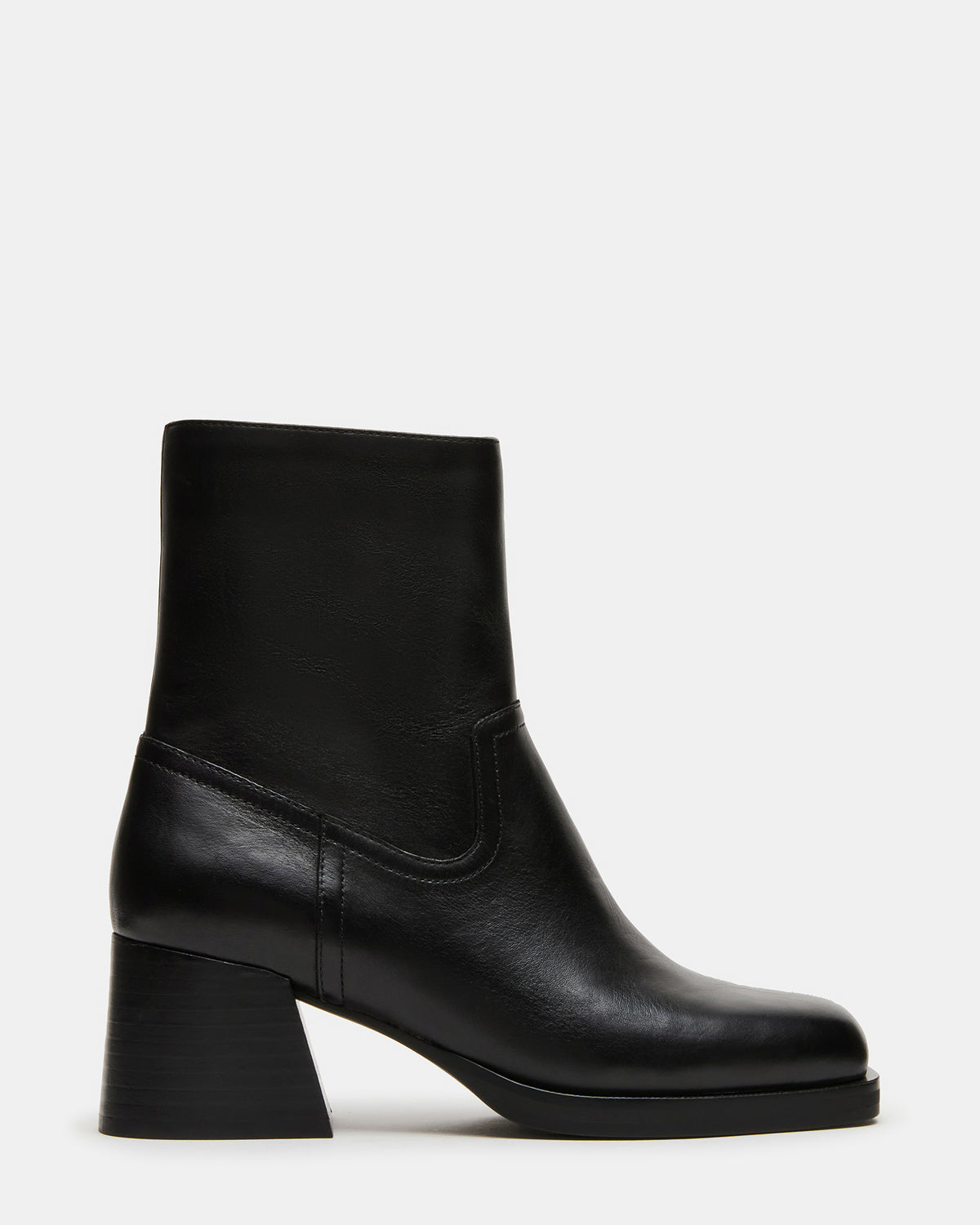 LATCHES Black Leather Square-Toe Block Heel Women's Ankle Boot | Steve Madden online