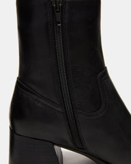 LATCHES Black Leather Square-Toe Block Heel Women's Ankle Boot | Steve Madden online