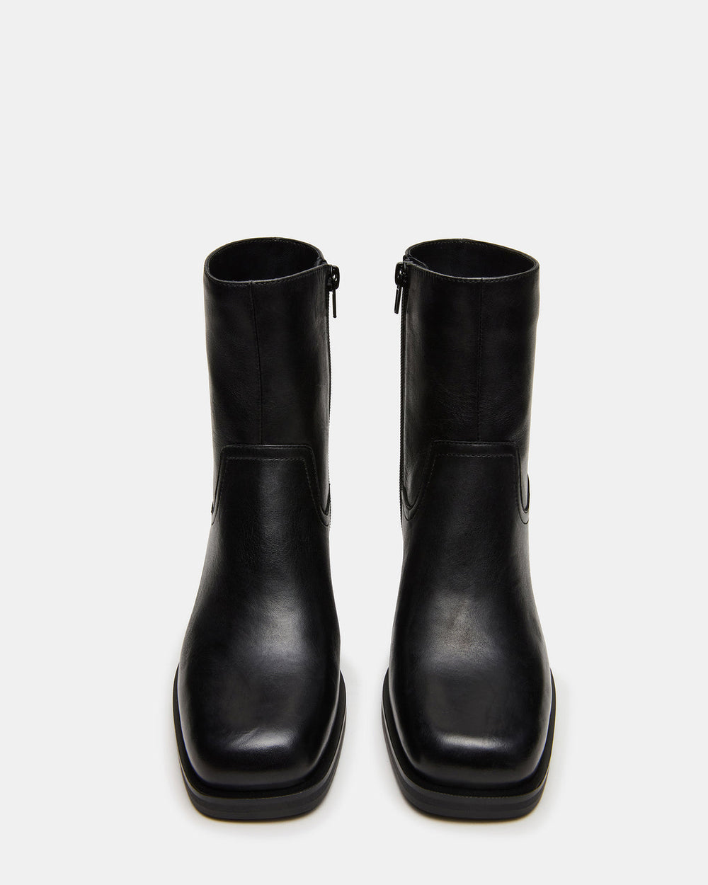 LATCHES Black Leather Square-Toe Block Heel Women's Ankle Boot | Steve Madden online