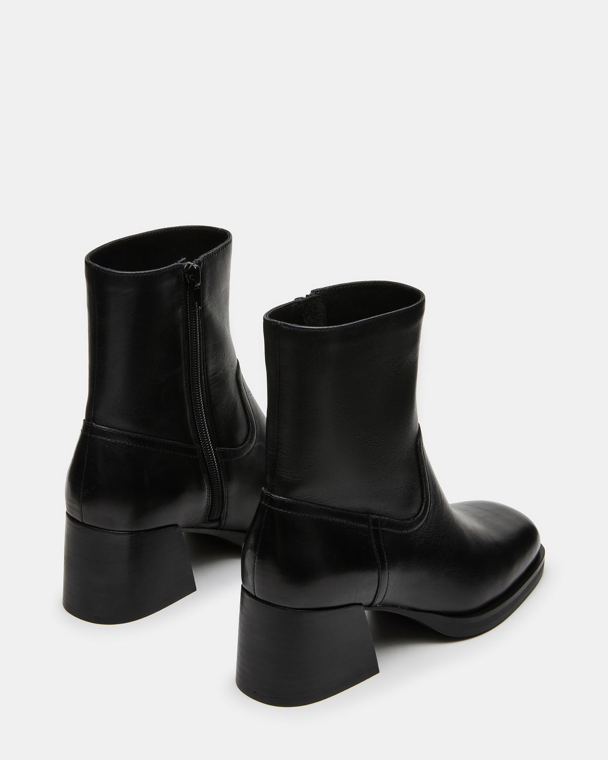LATCHES Black Leather Square-Toe Block Heel Women's Ankle Boot | Steve Madden online