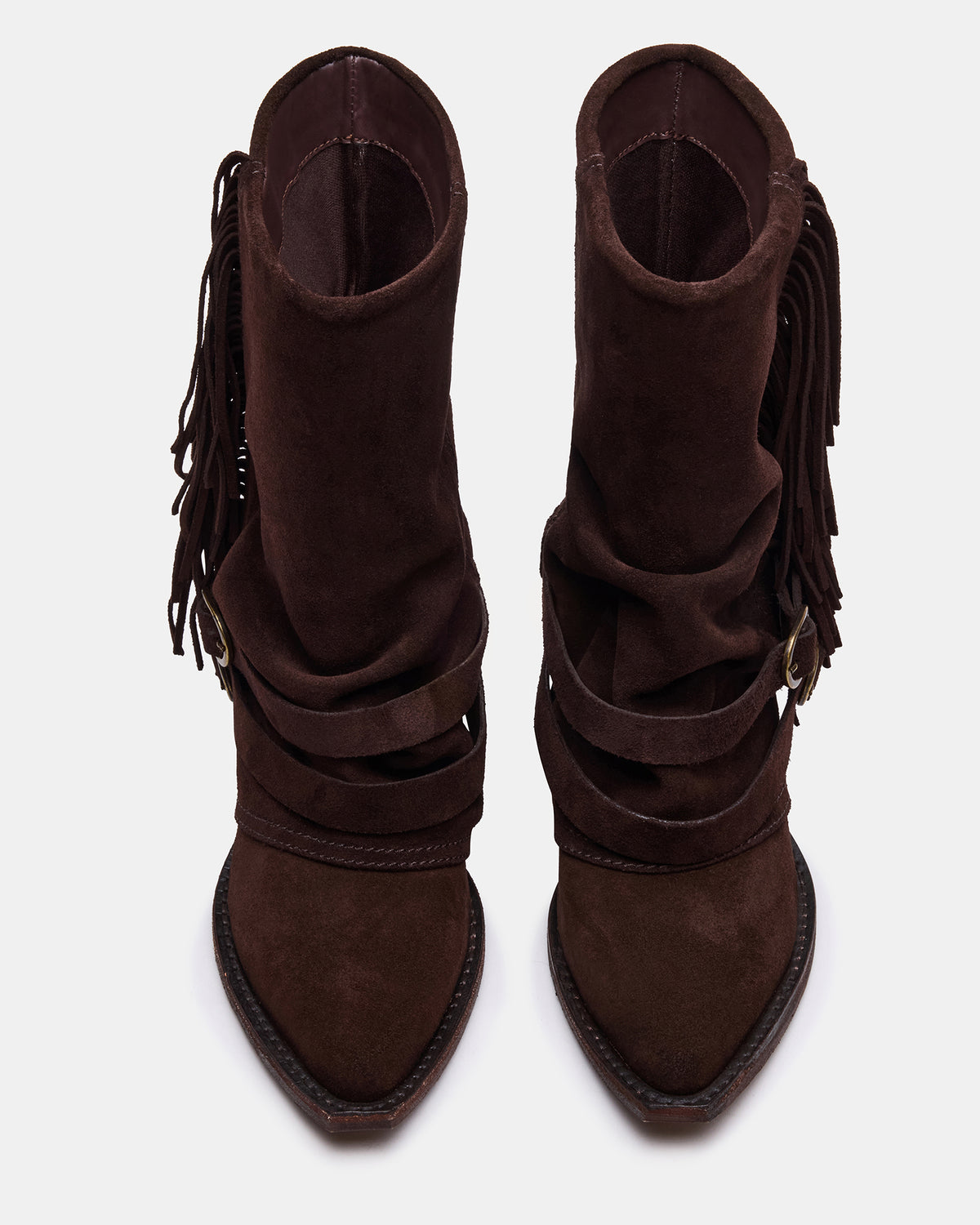 ANSEL Brown Suede Pointed-Toe Fold-Over Cuffed Women's Ankle Boot | Steve Madden Sale