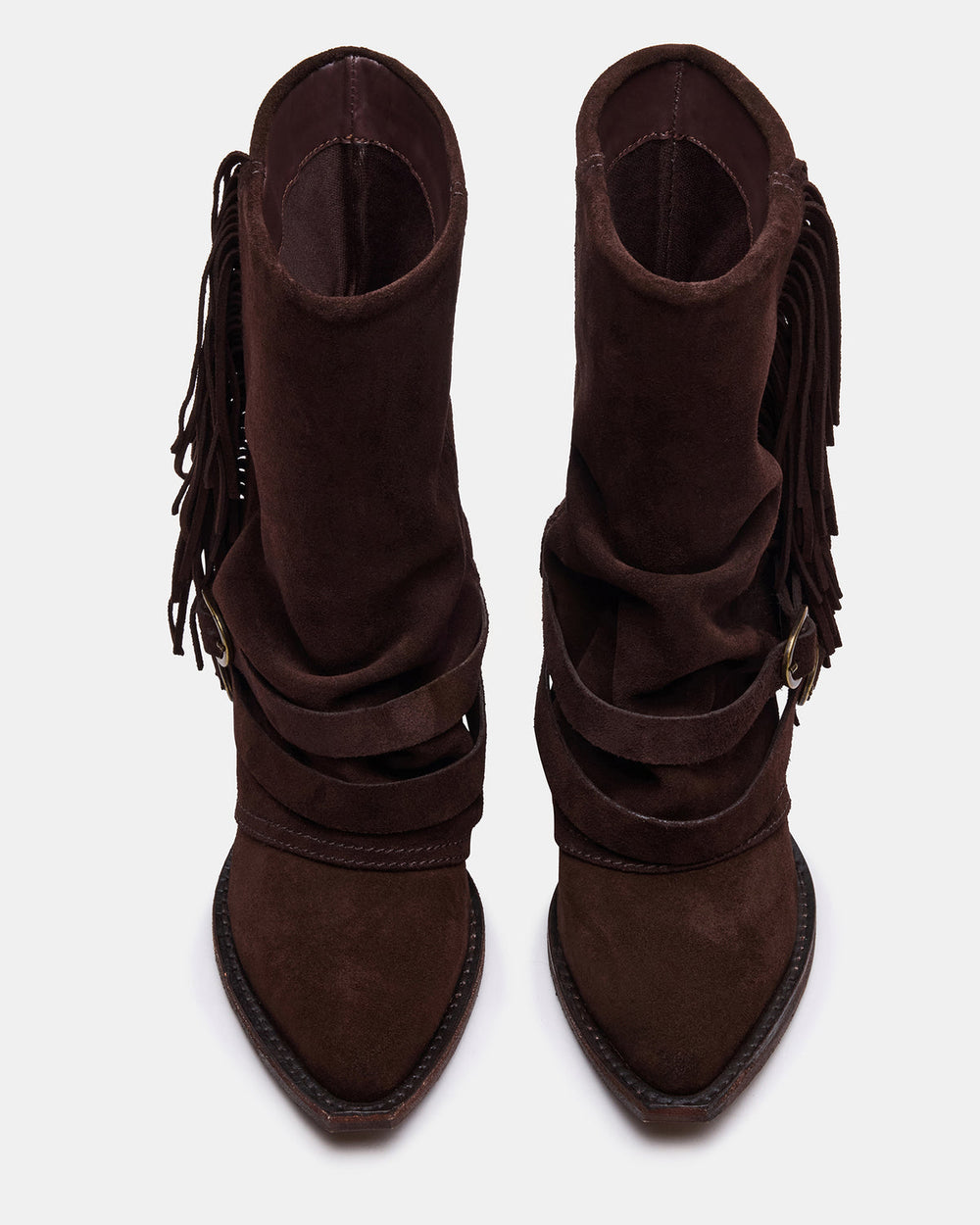 ANSEL Brown Suede Pointed-Toe Fold-Over Cuffed Women's Ankle Boot | Steve Madden Sale