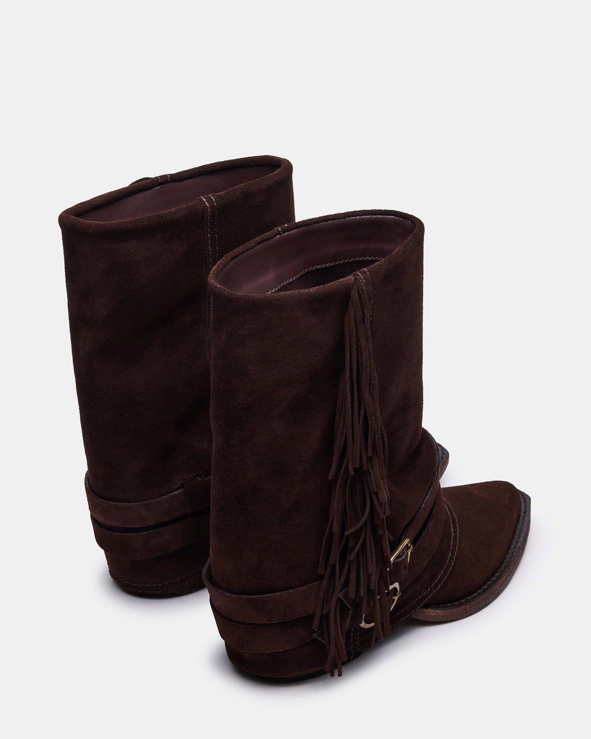 ANSEL Brown Suede Pointed-Toe Fold-Over Cuffed Women's Ankle Boot | Steve Madden Sale