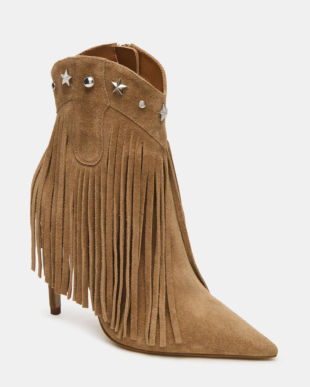 FALTER Chestnut Suede Pointed-Toe Fringe Western Women's Ankle Boot | Steve Madden near me