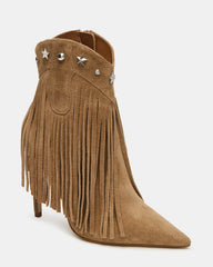 FALTER Chestnut Suede Pointed-Toe Fringe Western Women's Ankle Boot | Steve Madden near me