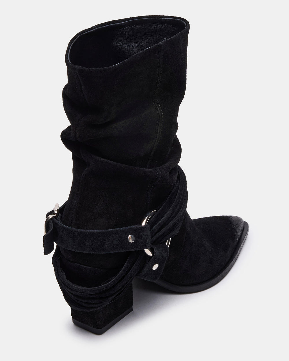 LAUPER Black Pointed-Toe Heeled Buckle Women's Ankle Boot | Steve Madden outlet