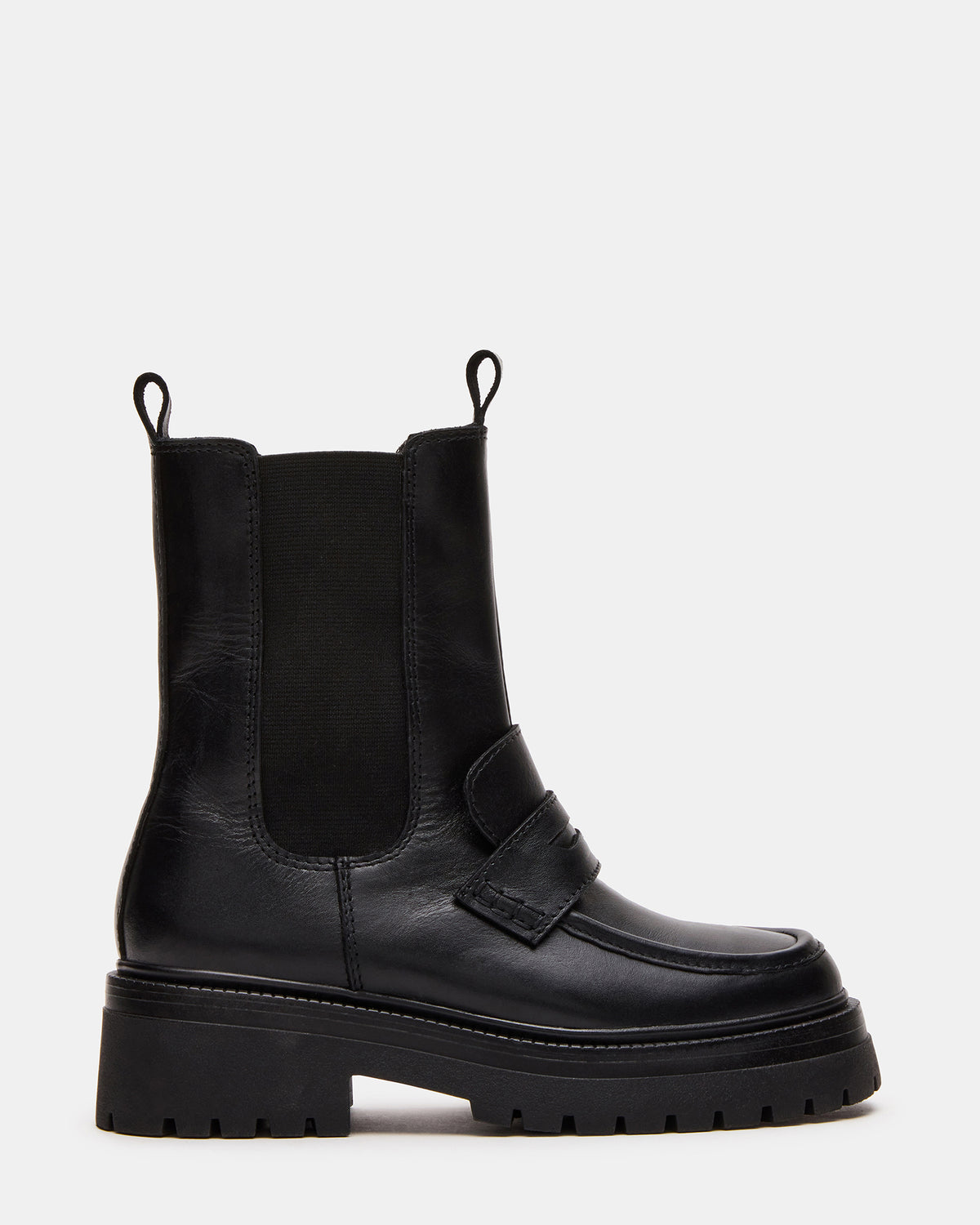 CONWAY Black Leather Platform Lug Chelsea Women's Ankle Boot | Steve Madden online