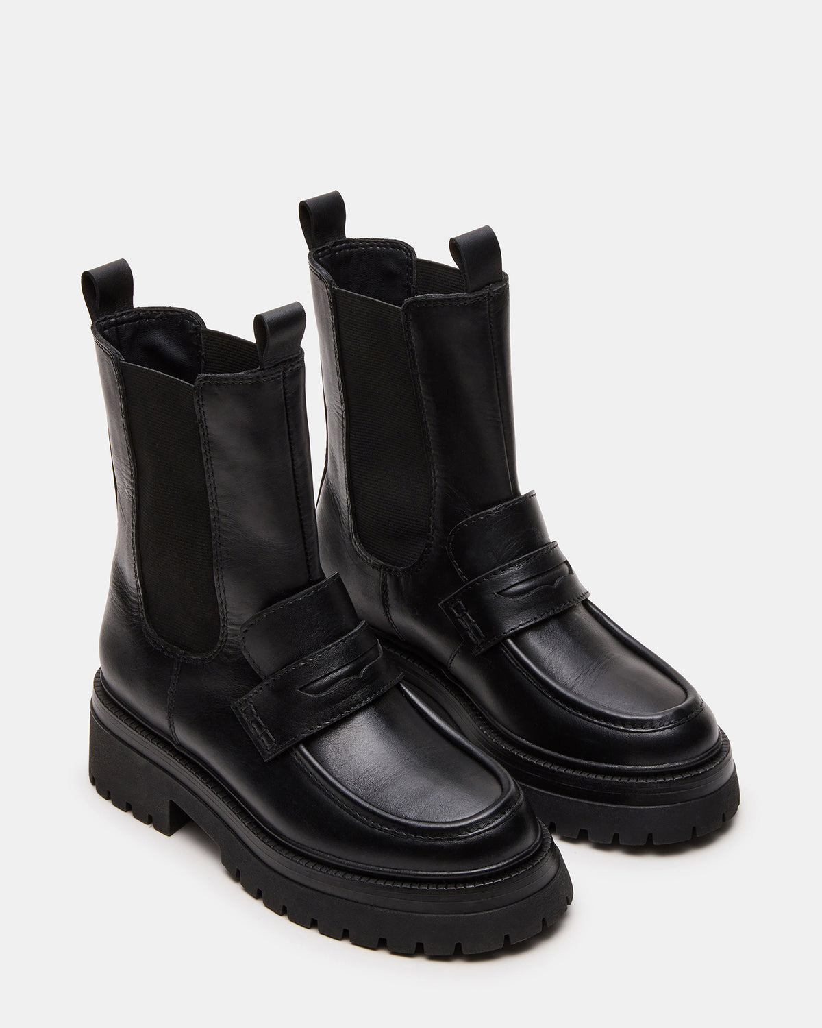 CONWAY Black Leather Platform Lug Chelsea Women's Ankle Boot | Steve Madden online