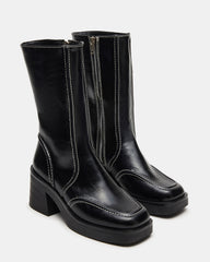 ALTER Black Patent Square-Toe Platform Block Heel Women's Ankle Boot | Steve Madden US